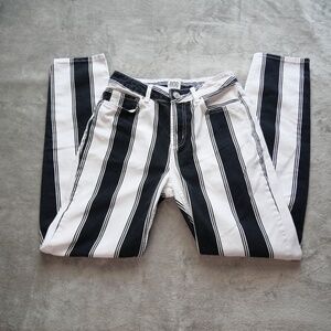 Urban Outfitters BDG Womens W26 High Waisted Black White Stripe Mom Casual Jeans